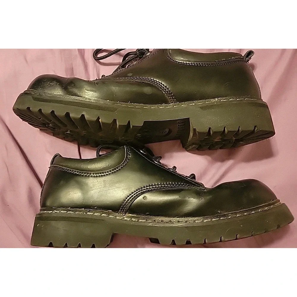 Skechers Shoes Men's 11 Chunky Lug Sole Black Leather Lace Up Oxford 60997‎